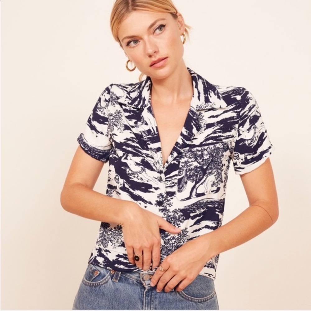 Reformation Cuba Blouse in Naked Lunch Medium